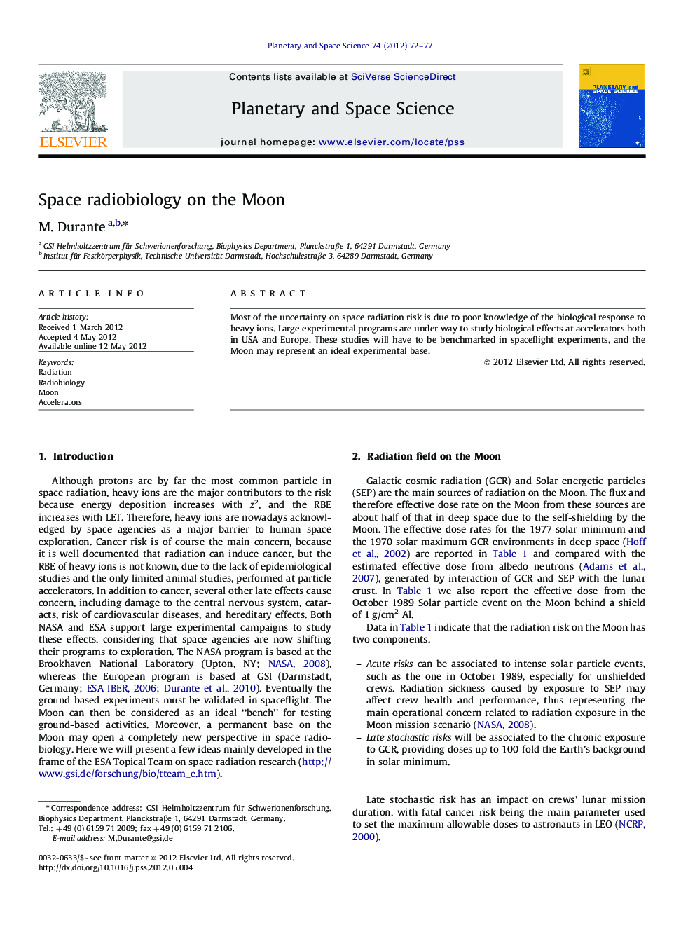 Space radiobiology on the Moon