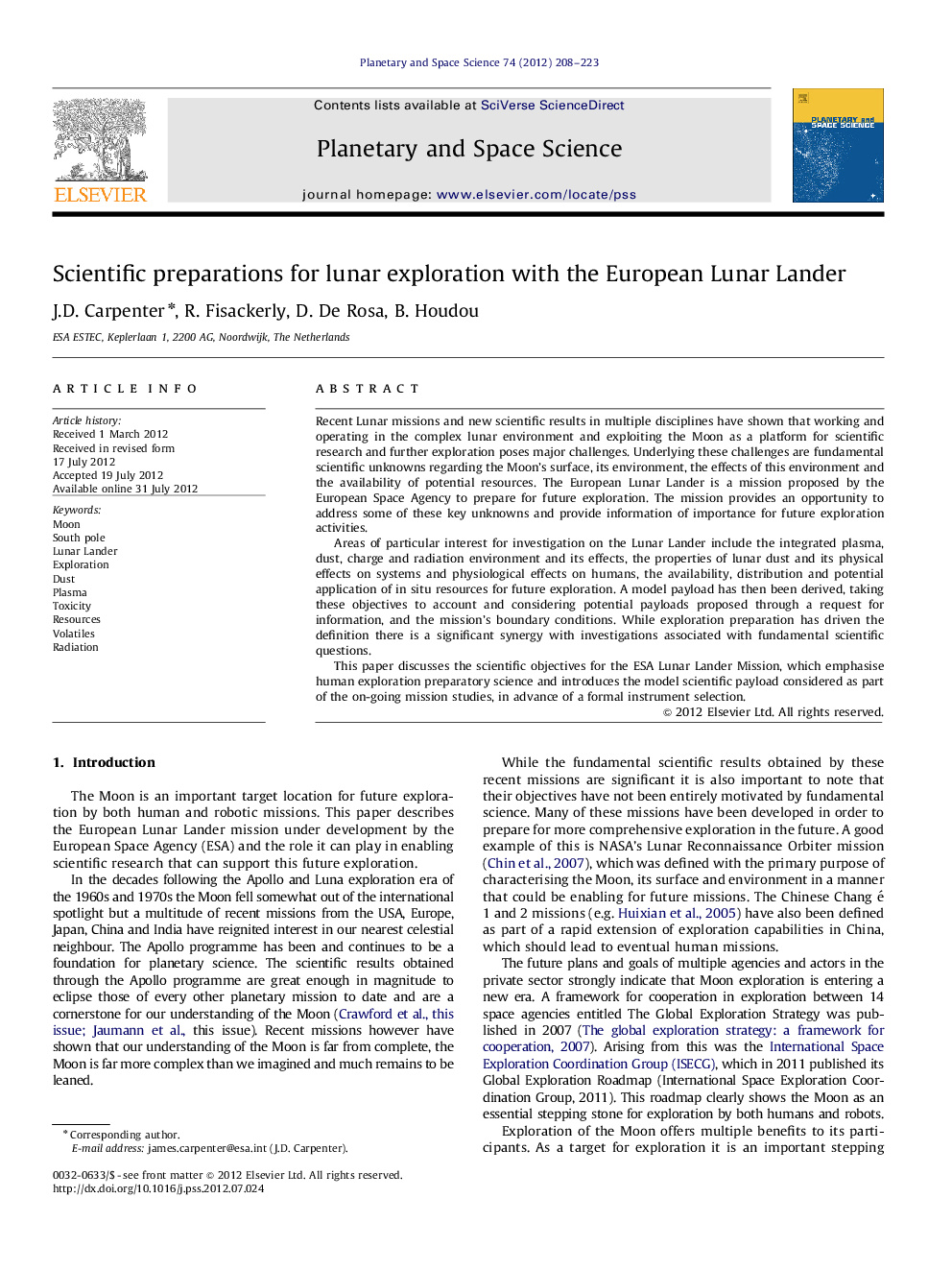 Scientific preparations for lunar exploration with the European Lunar Lander