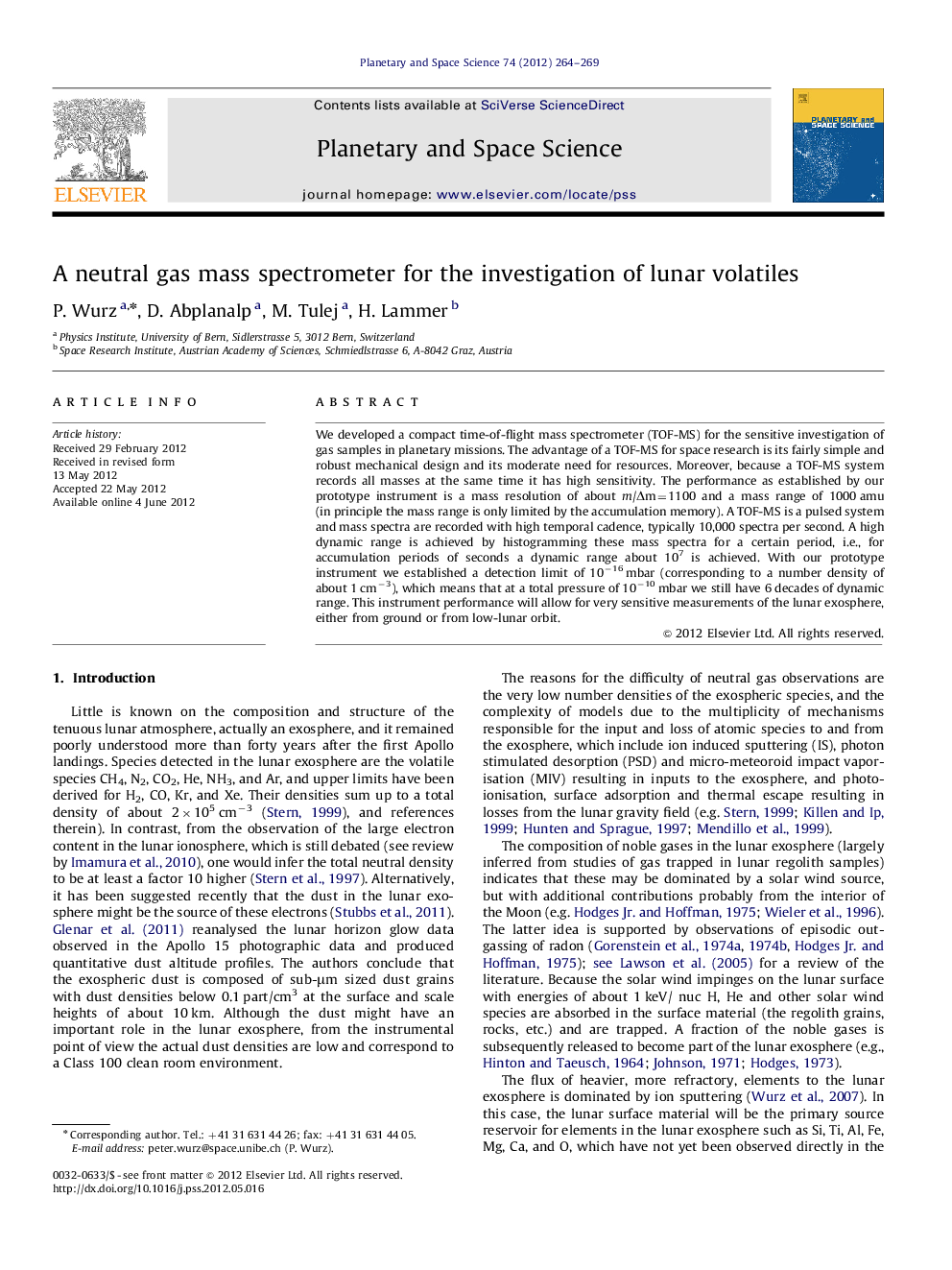 A neutral gas mass spectrometer for the investigation of lunar volatiles