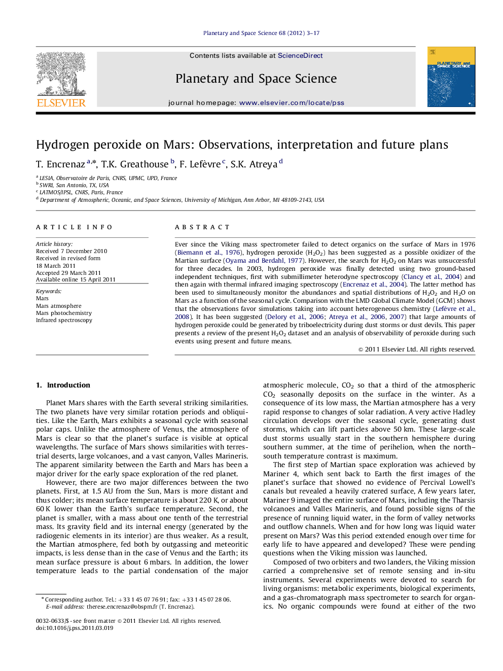 Hydrogen peroxide on Mars: Observations, interpretation and future plans