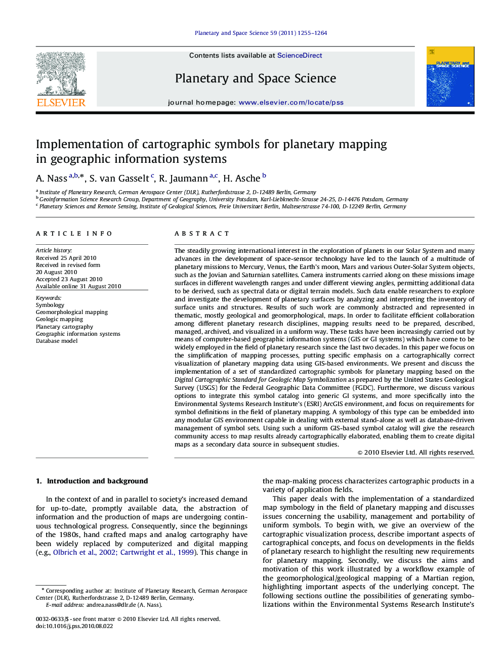 Implementation of cartographic symbols for planetary mapping in geographic information systems