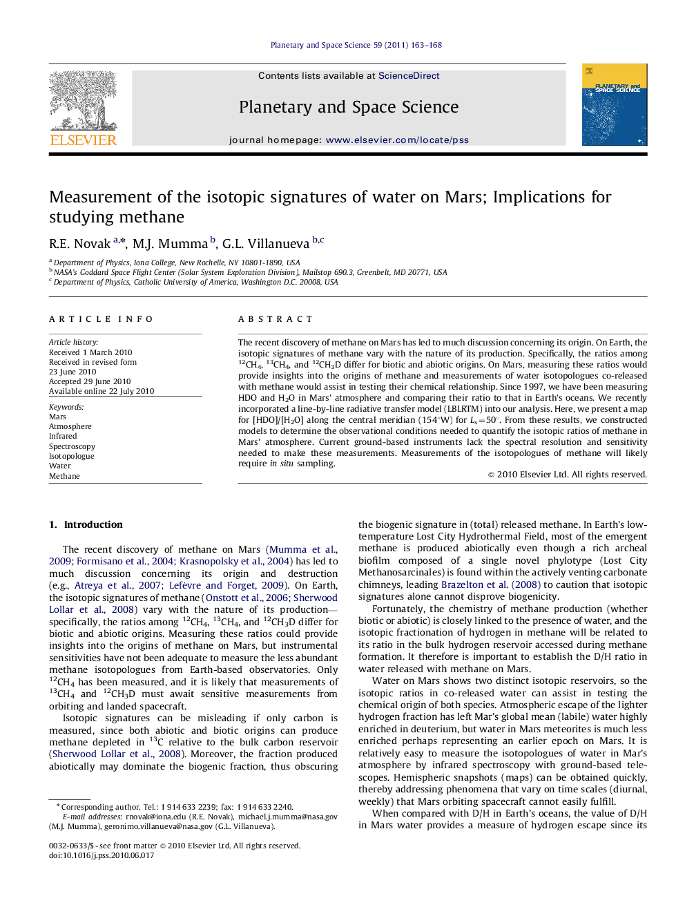 Measurement of the isotopic signatures of water on Mars; Implications for studying methane