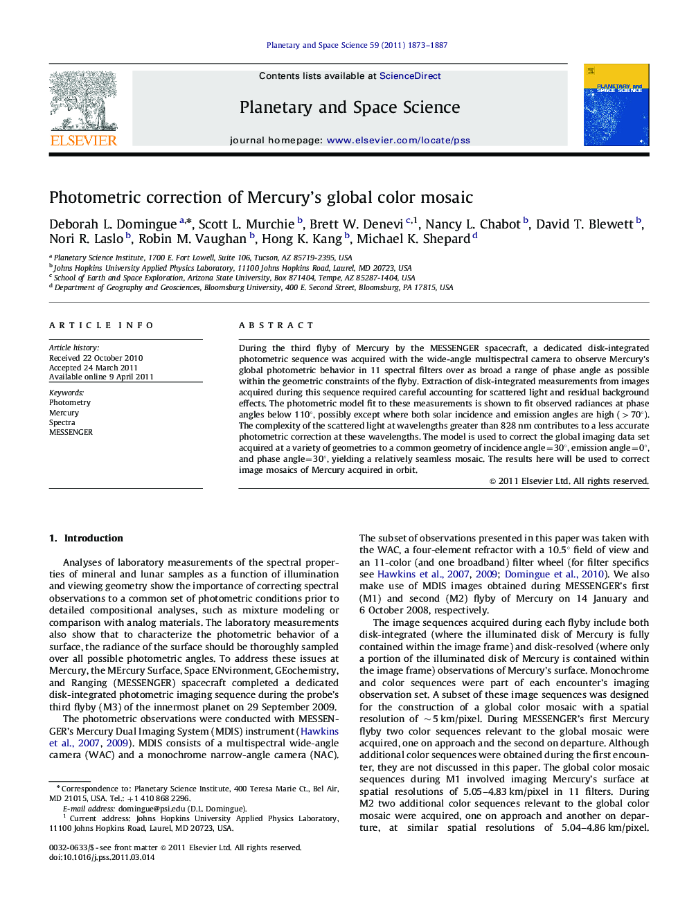 Photometric correction of Mercury's global color mosaic