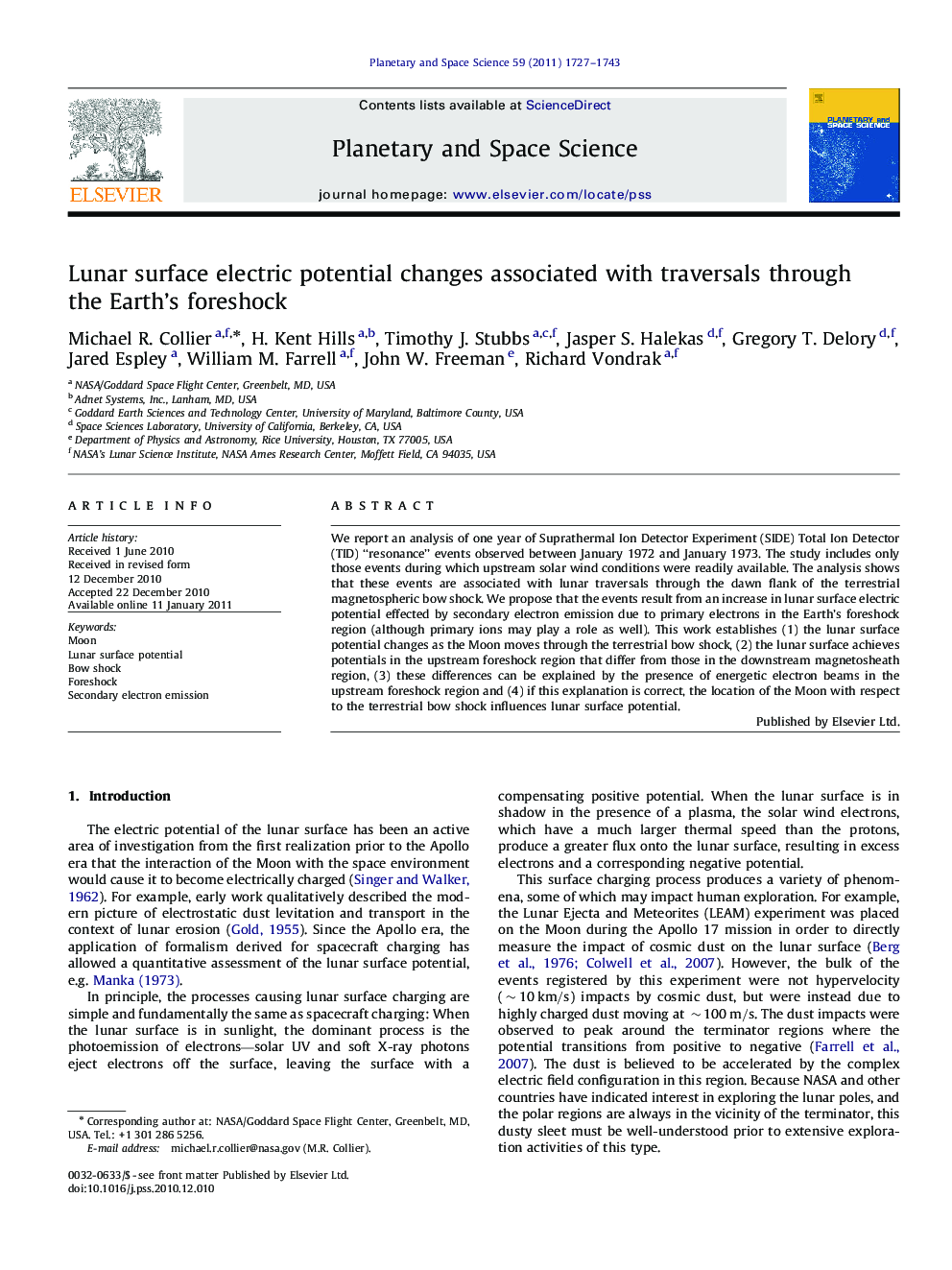 Lunar surface electric potential changes associated with traversals through the Earth's foreshock