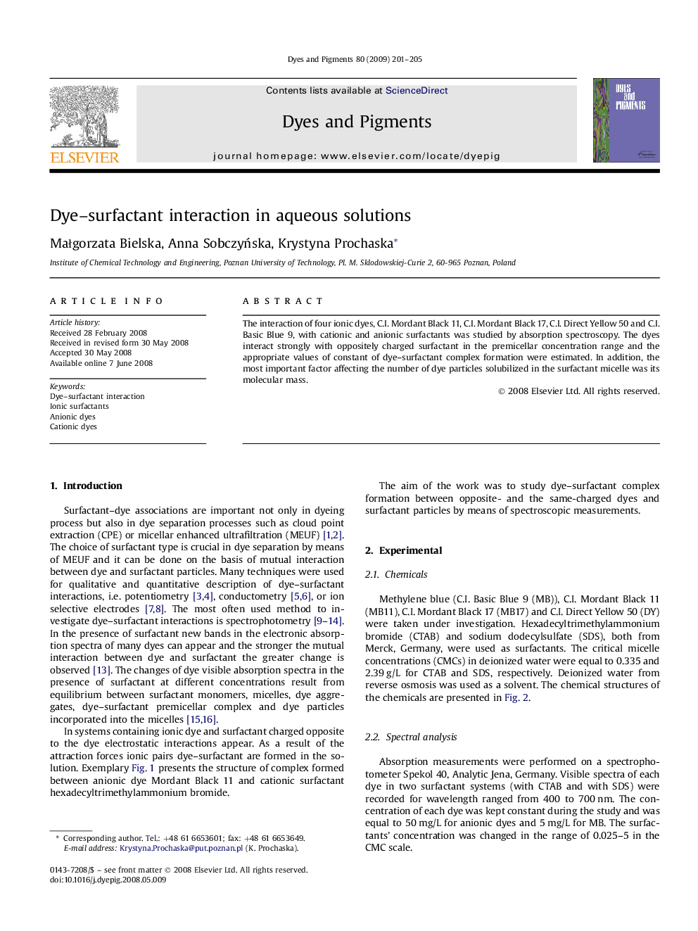 Dye–surfactant interaction in aqueous solutions