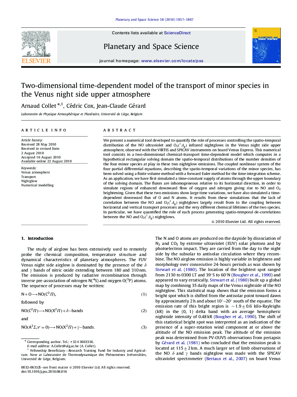 Two-dimensional time-dependent model of the transport of minor species in the Venus night side upper atmosphere