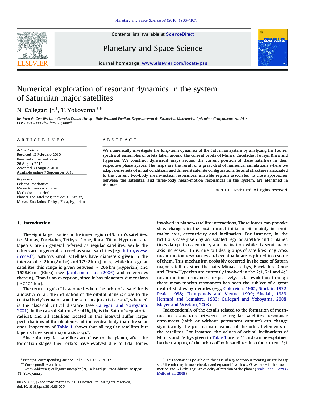 Numerical exploration of resonant dynamics in the system of Saturnian major satellites