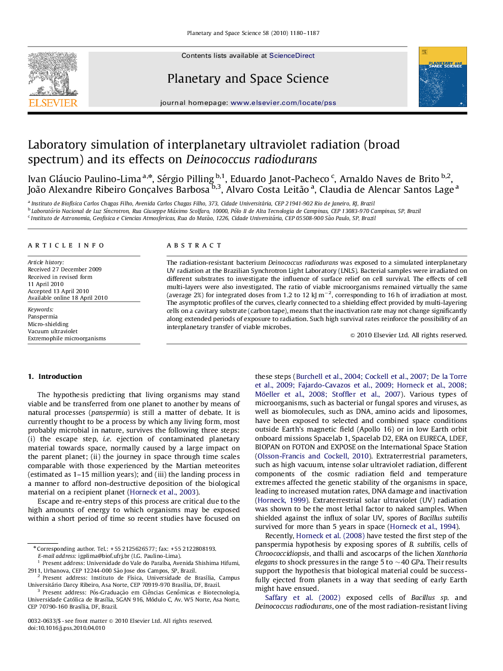 Laboratory simulation of interplanetary ultraviolet radiation (broad spectrum) and its effects on Deinococcus radiodurans