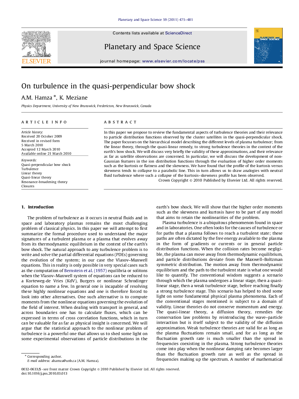 On turbulence in the quasi-perpendicular bow shock