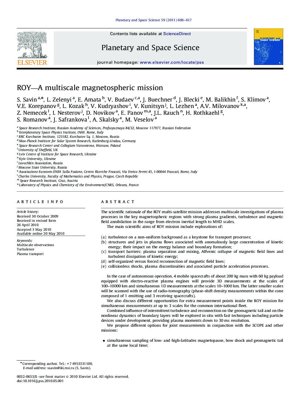 ROY-A multiscale magnetospheric mission