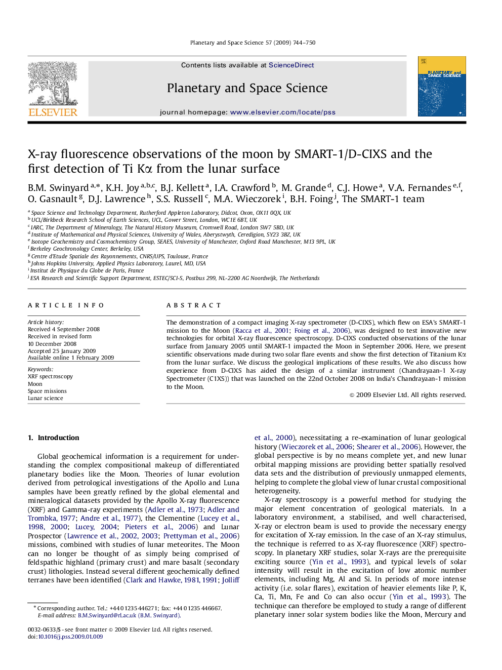 X-ray fluorescence observations of the moon by SMART-1/D-CIXS and the first detection of Ti Kα from the lunar surface