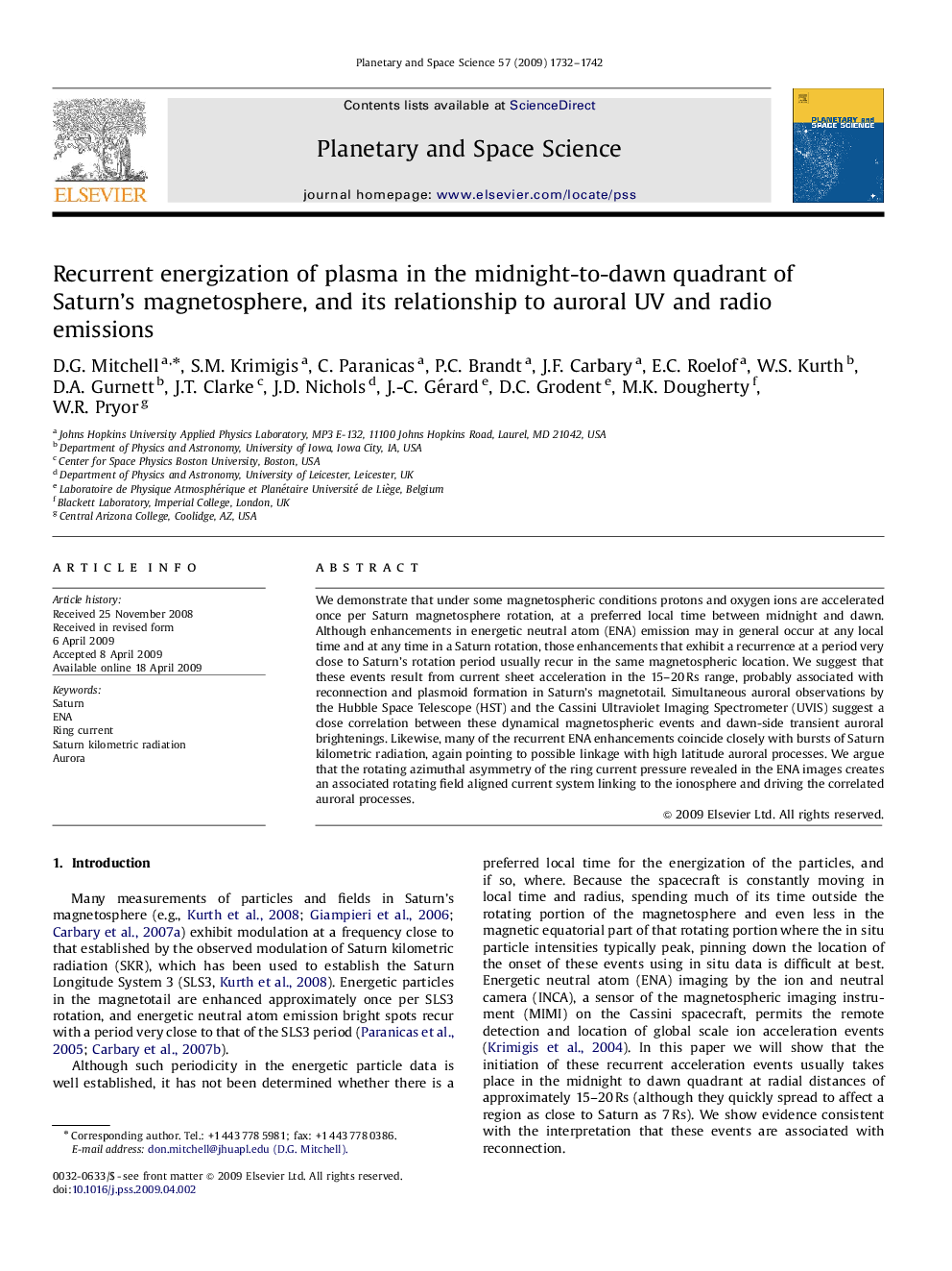 Recurrent energization of plasma in the midnight-to-dawn quadrant of Saturn's magnetosphere, and its relationship to auroral UV and radio emissions