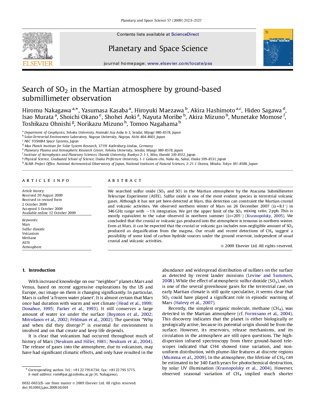 Search of SO2 in the Martian atmosphere by ground-based submillimeter observation