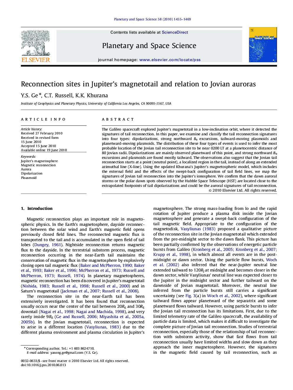 Reconnection sites in Jupiter’s magnetotail and relation to Jovian auroras