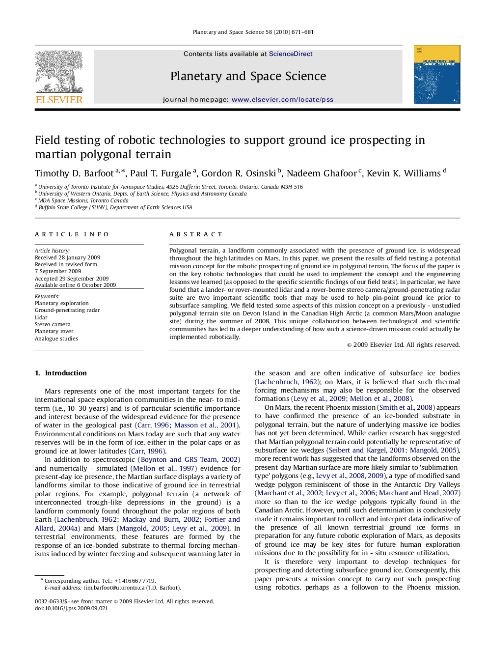 Field testing of robotic technologies to support ground ice prospecting in martian polygonal terrain