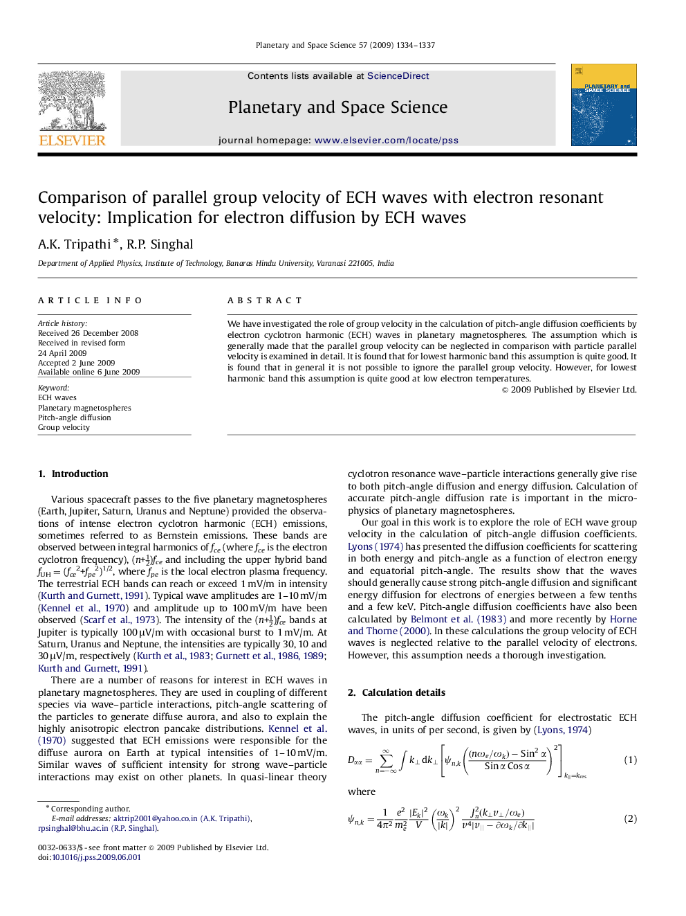 Comparison of parallel group velocity of ECH waves with electron resonant velocity: Implication for electron diffusion by ECH waves