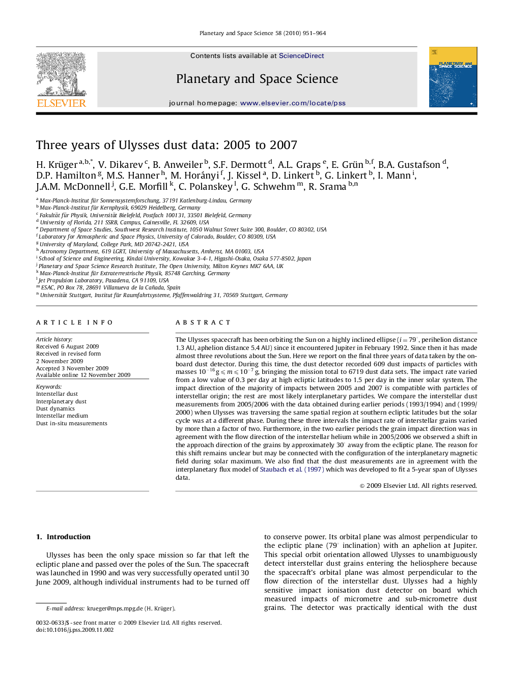 Three years of Ulysses dust data: 2005 to 2007