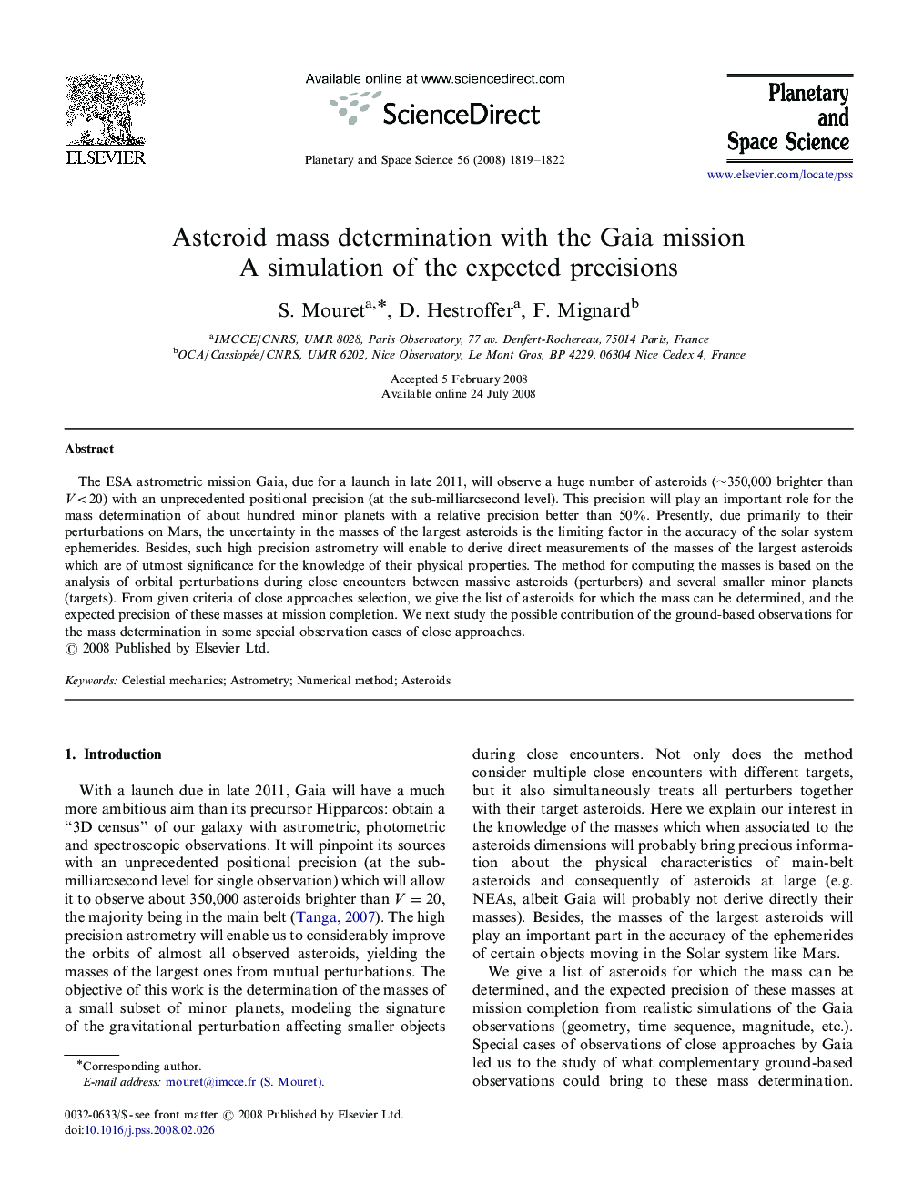 Asteroid mass determination with the Gaia mission: A simulation of the expected precisions