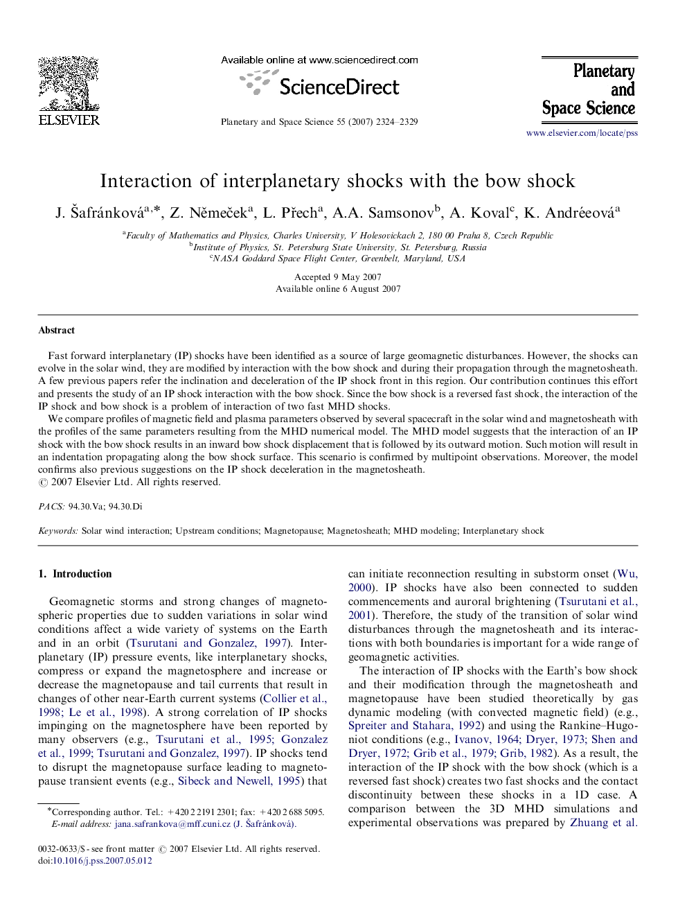 Interaction of interplanetary shocks with the bow shock