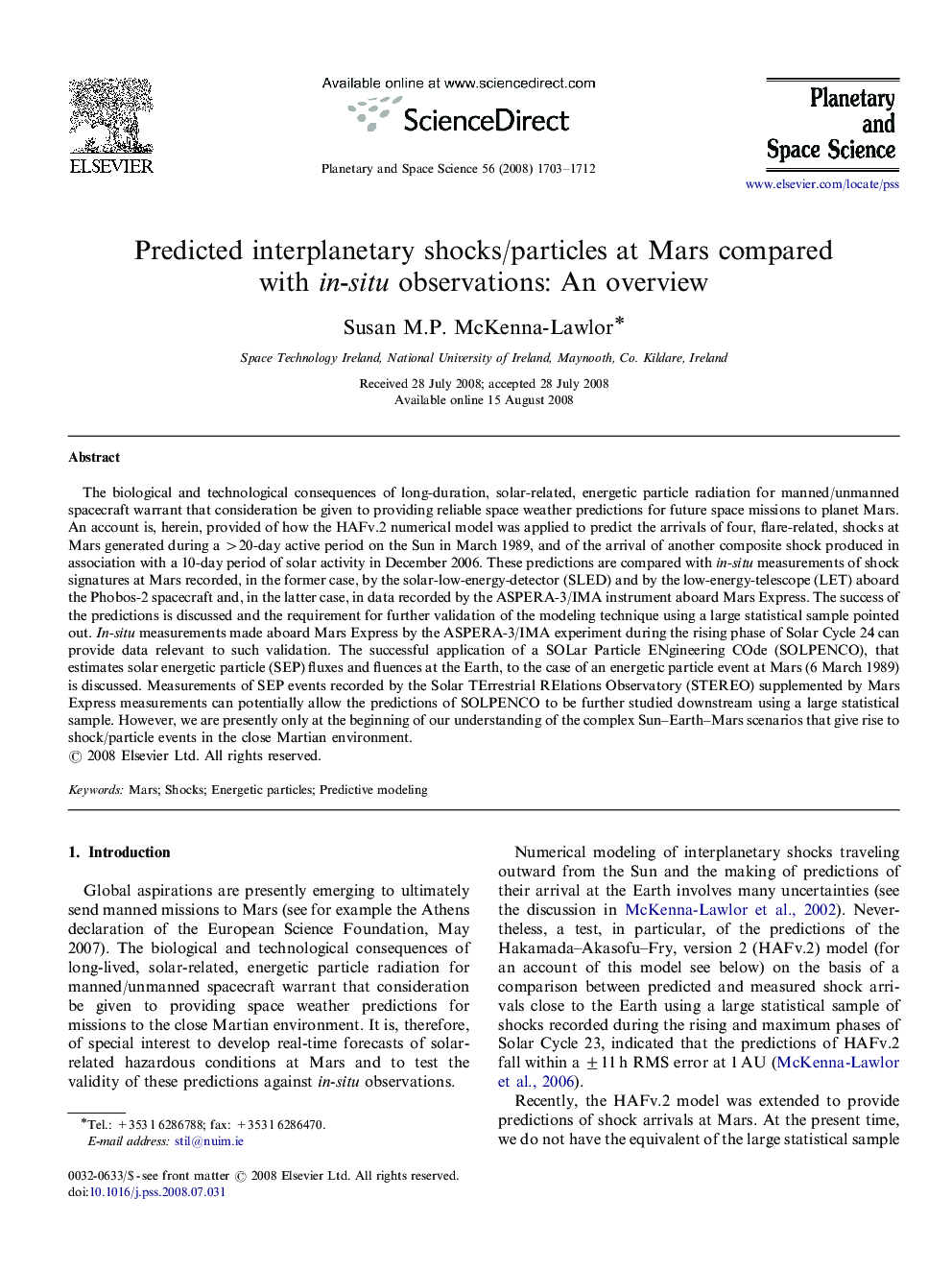 Predicted interplanetary shocks/particles at Mars compared with in-situ observations: An overview