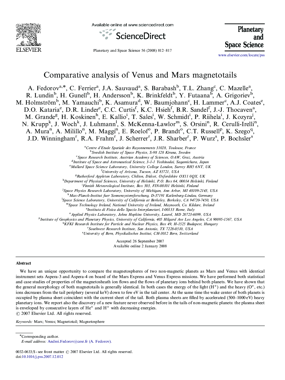 Comparative analysis of Venus and Mars magnetotails