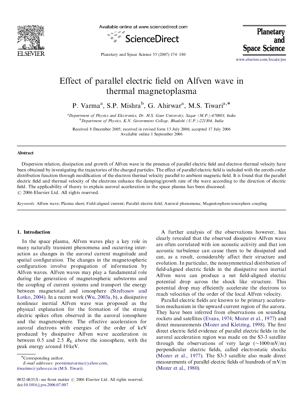 Effect of parallel electric field on Alfven wave in thermal magnetoplasma