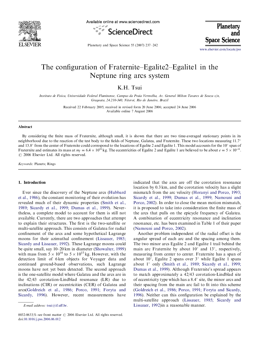 The configuration of Fraternite–Egalite2–Egalite1 in the Neptune ring arcs system