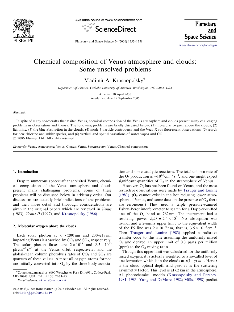 Chemical composition of Venus atmosphere and clouds: Some unsolved problems