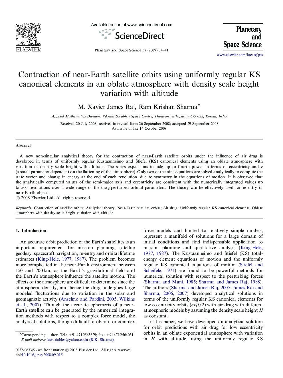 Contraction of near-Earth satellite orbits using uniformly regular KS canonical elements in an oblate atmosphere with density scale height variation with altitude