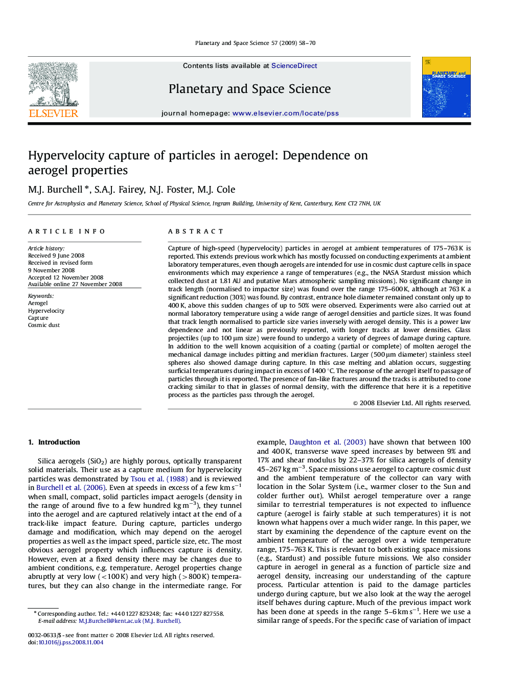 Hypervelocity capture of particles in aerogel: Dependence on aerogel properties