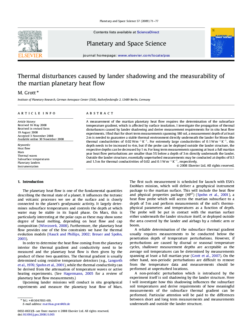 Thermal disturbances caused by lander shadowing and the measurability of the martian planetary heat flow