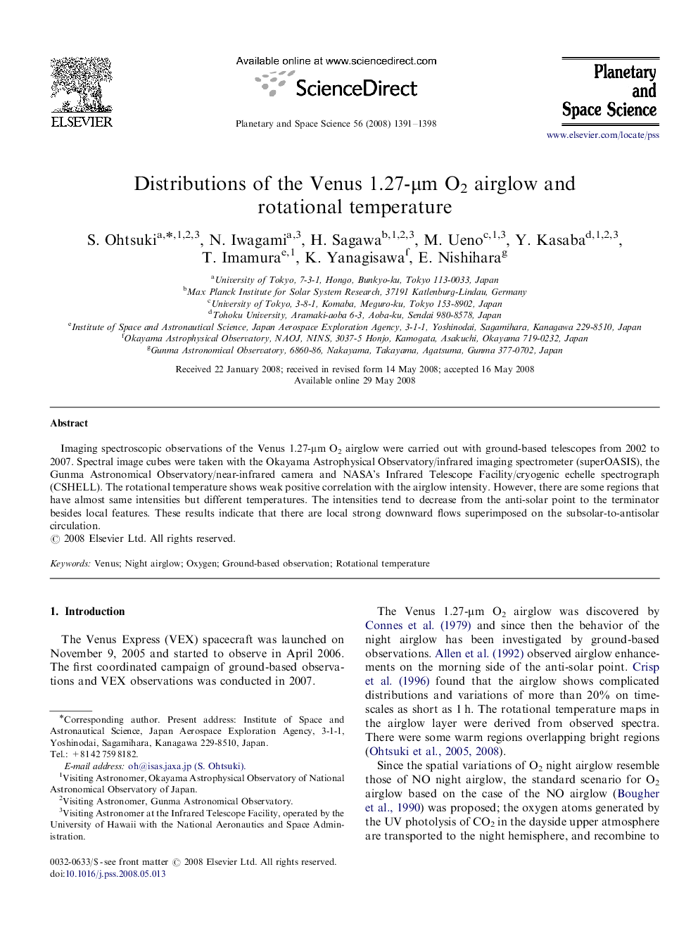 Distributions of the Venus 1.27-μm O2 airglow and rotational temperature