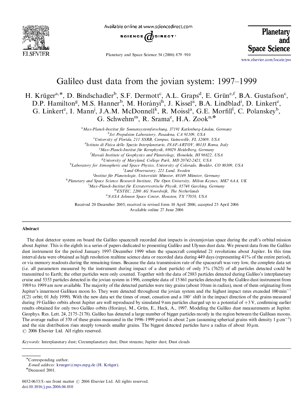 Galileo dust data from the jovian system: 1997–1999