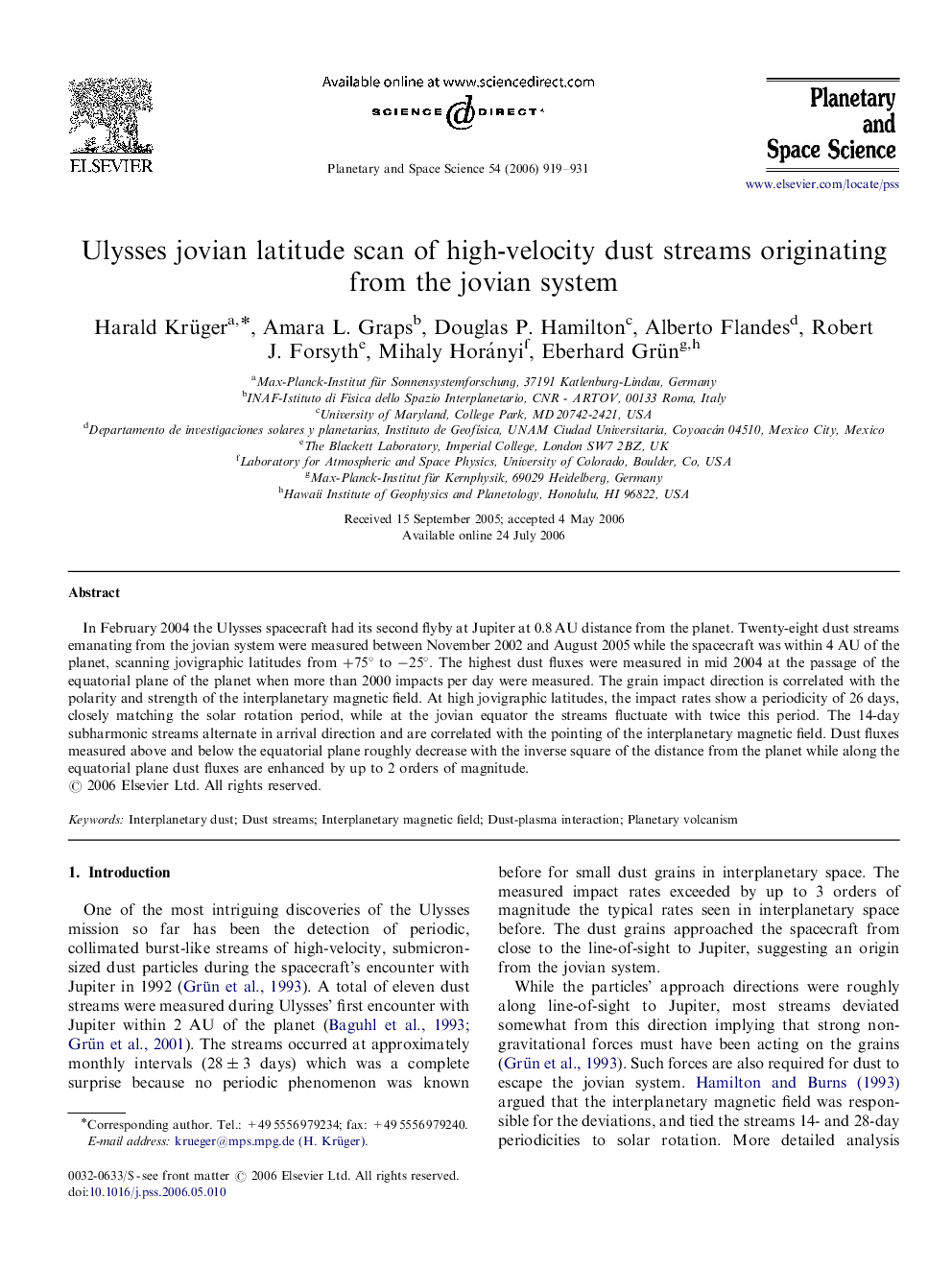 Ulysses jovian latitude scan of high-velocity dust streams originating from the jovian system