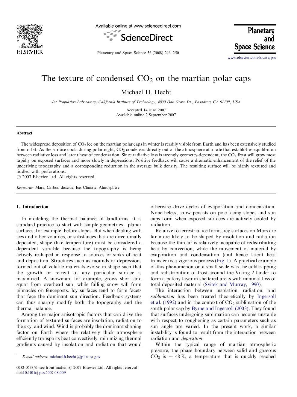 The texture of condensed CO2 on the martian polar caps