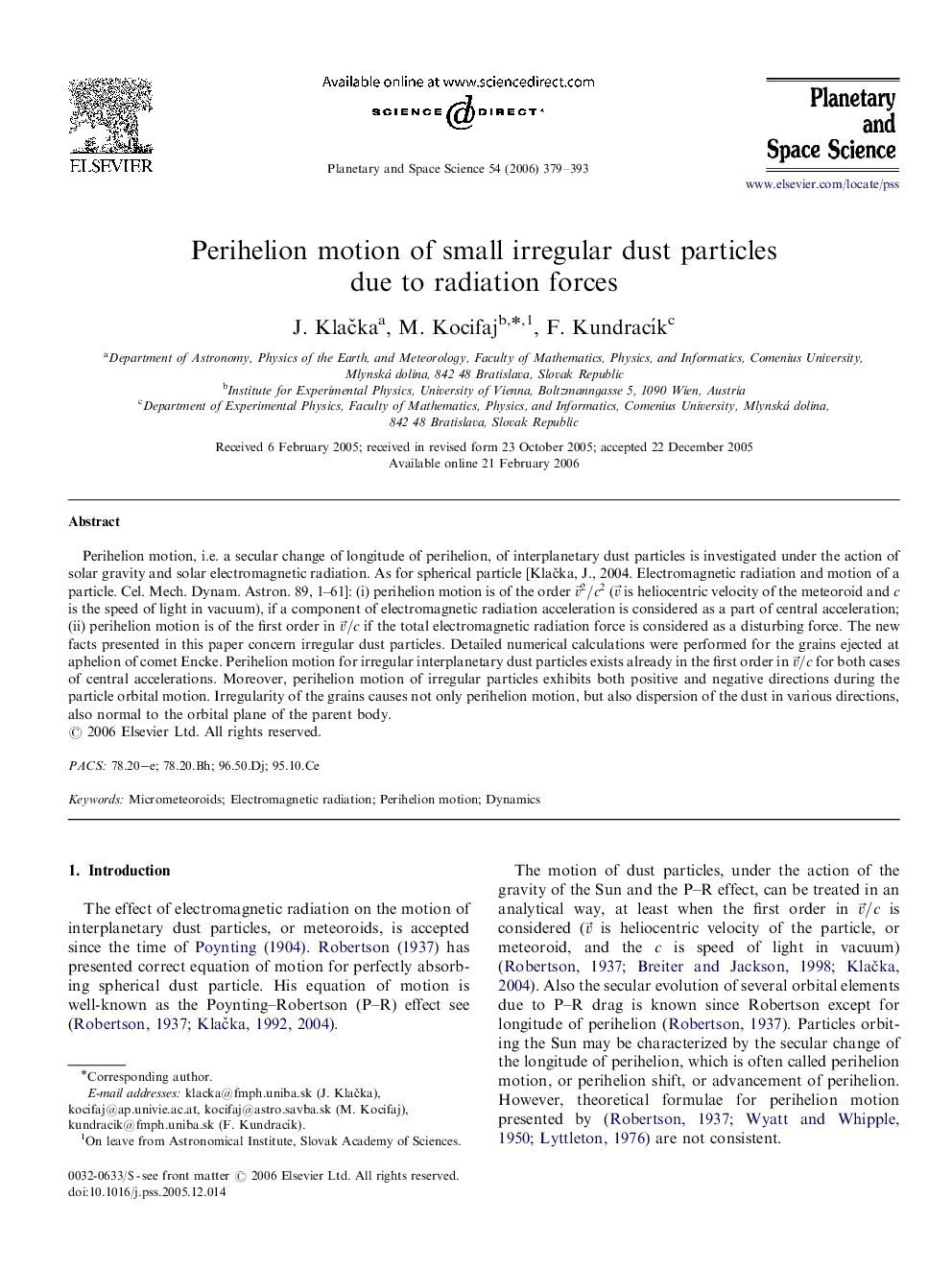 Perihelion motion of small irregular dust particles due to radiation forces