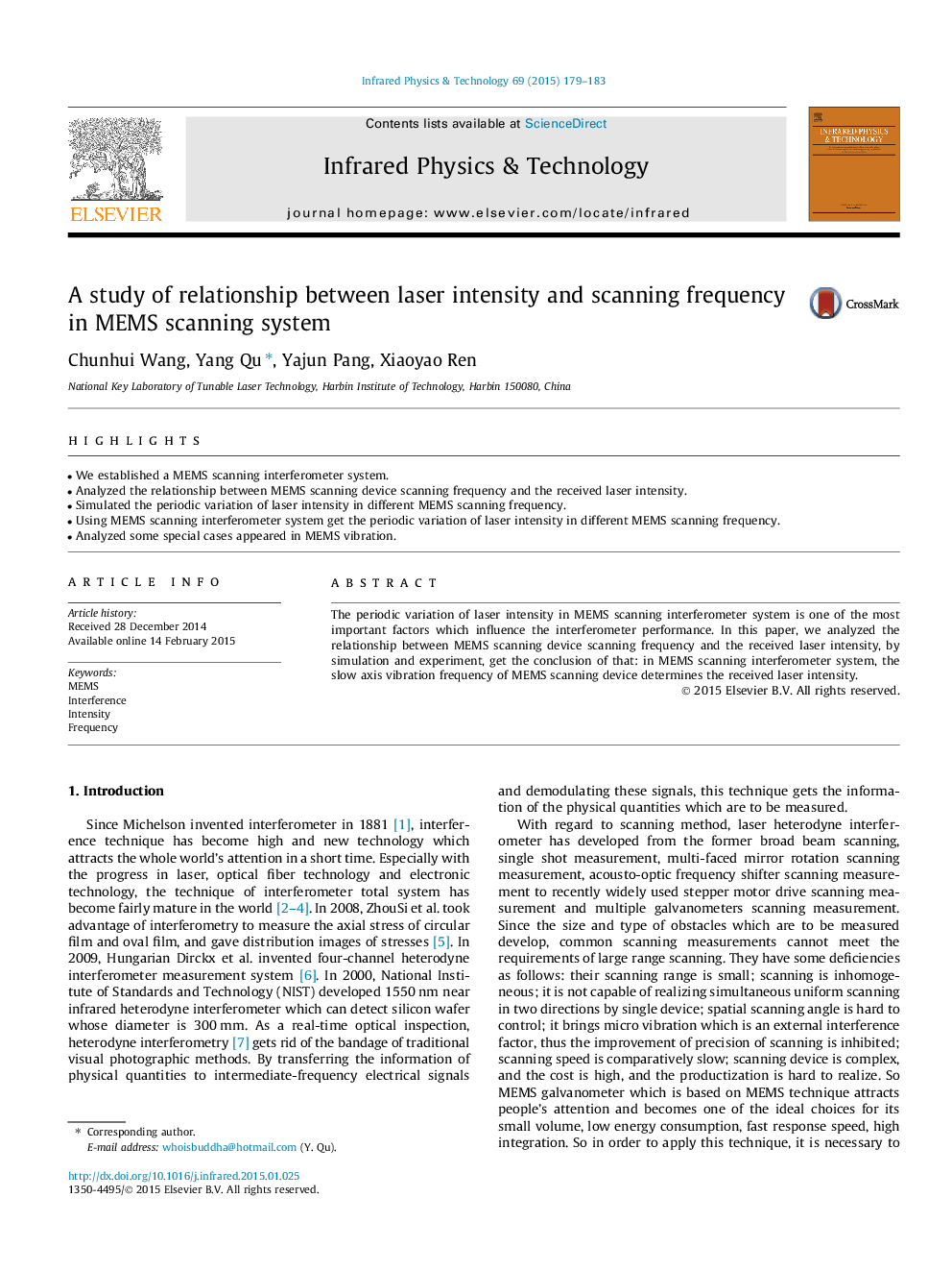 A study of relationship between laser intensity and scanning frequency in MEMS scanning system