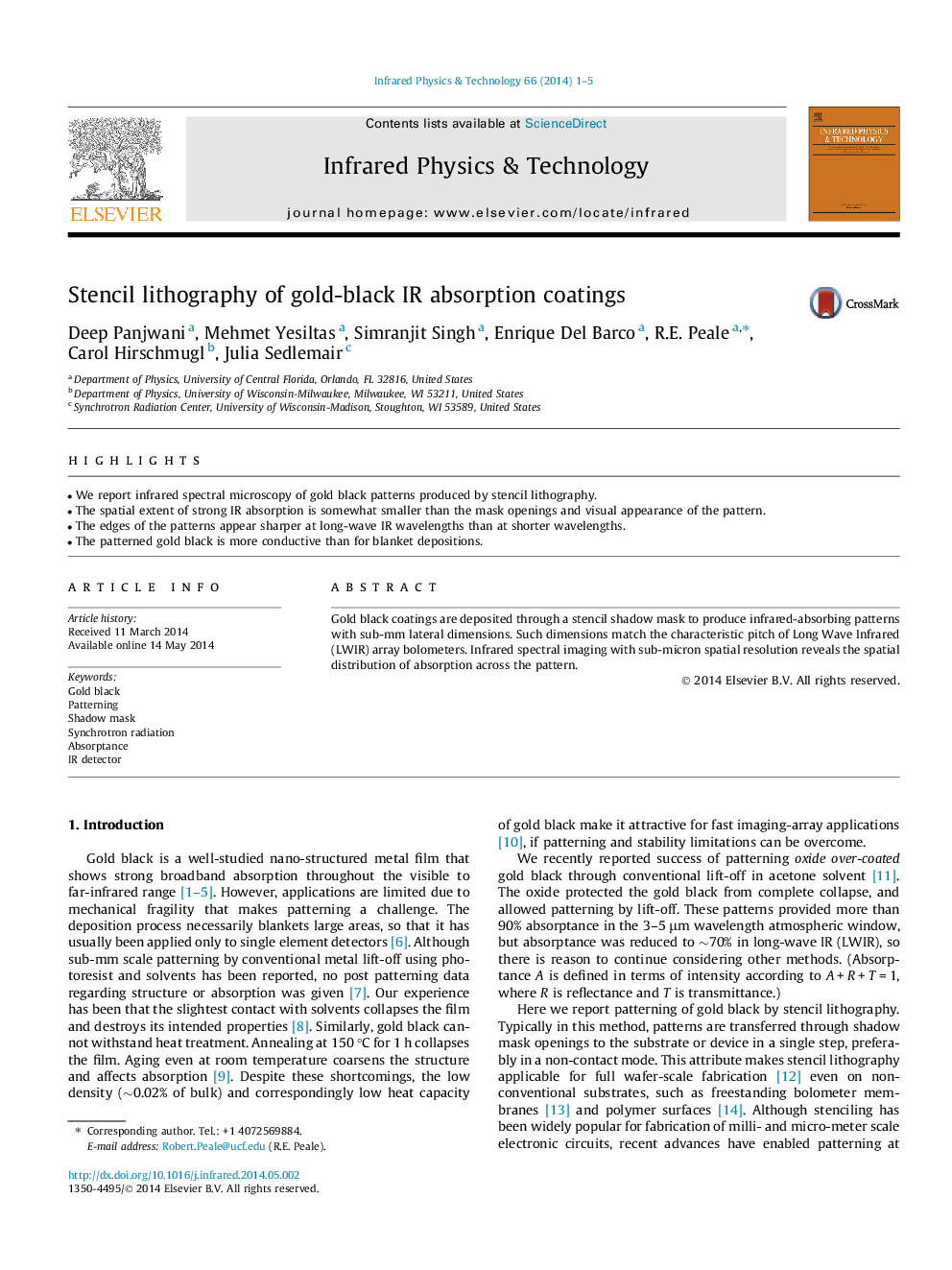 Stencil lithography of gold-black IR absorption coatings