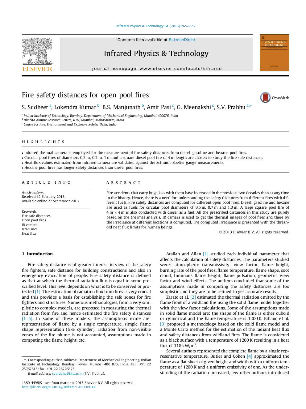 Fire safety distances for open pool fires