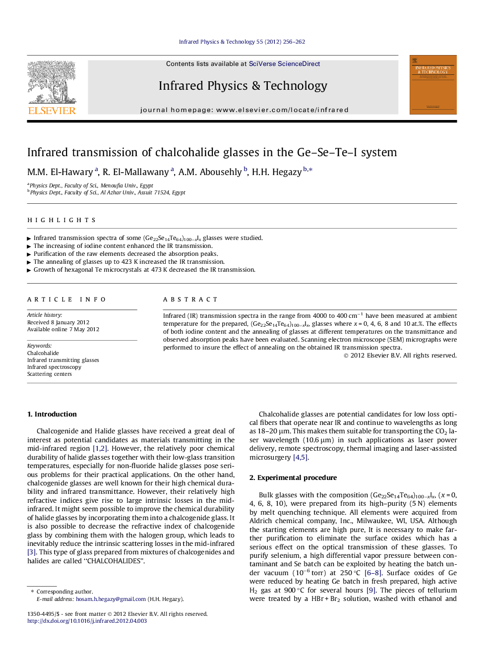 Infrared transmission of chalcohalide glasses in the Ge-Se-Te-I system