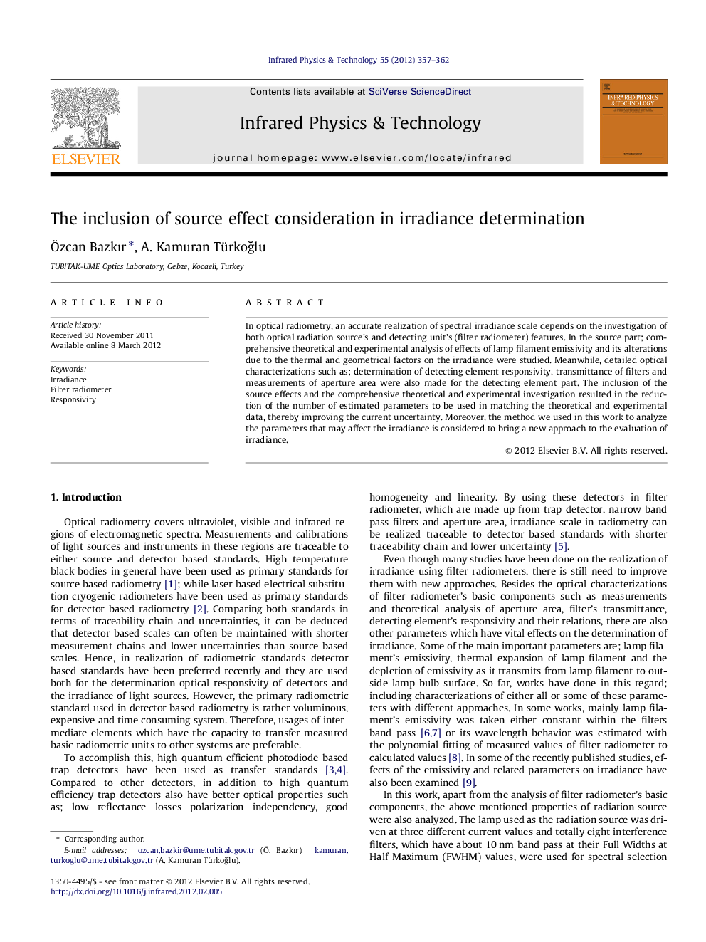 The inclusion of source effect consideration in irradiance determination