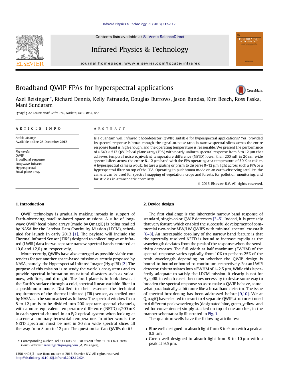 Broadband QWIP FPAs for hyperspectral applications