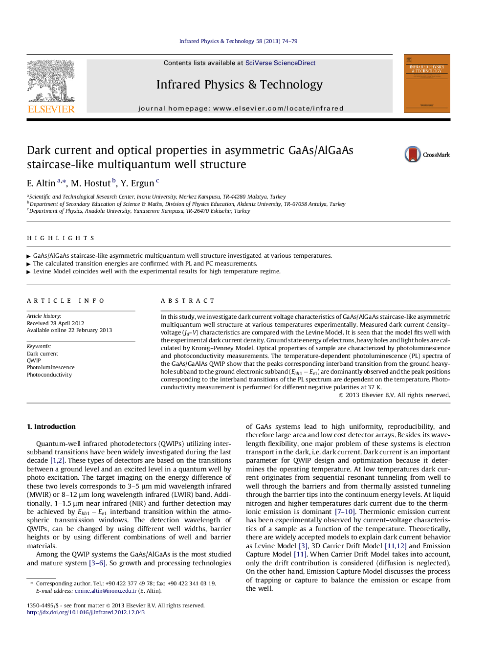 Dark current and optical properties in asymmetric GaAs/AlGaAs staircase-like multiquantum well structure