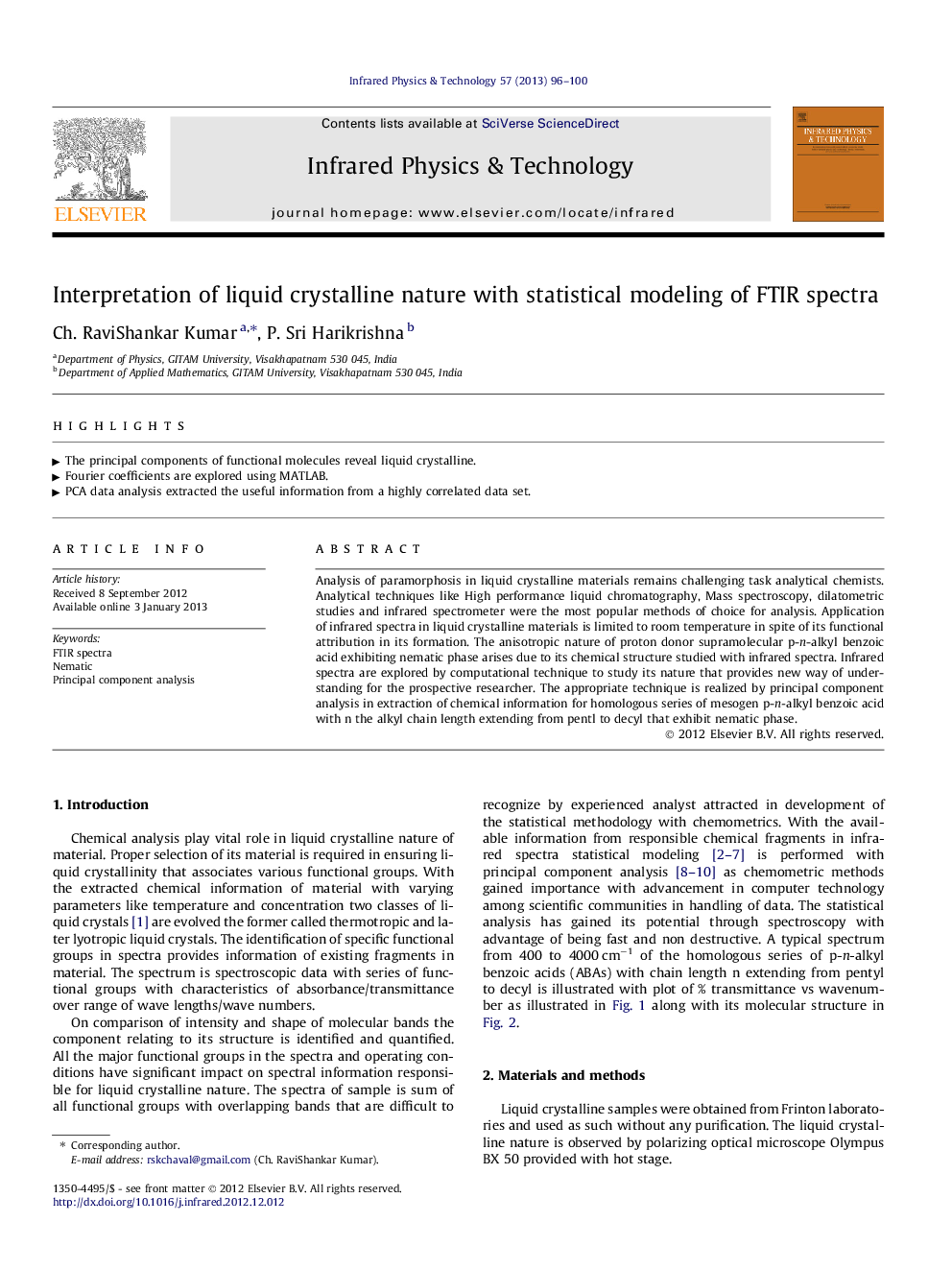 Interpretation of liquid crystalline nature with statistical modeling of FTIR spectra