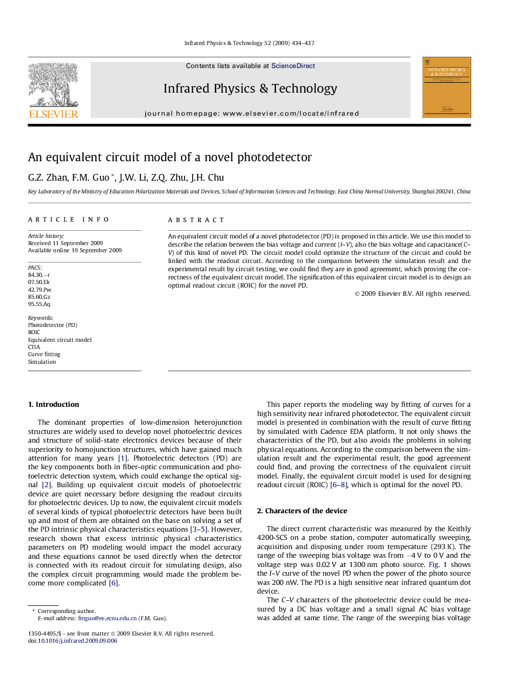 An equivalent circuit model of a novel photodetector