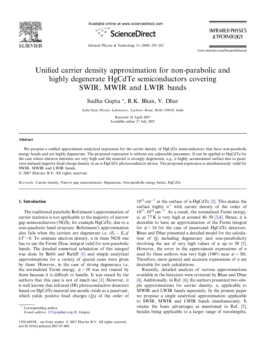 Unified carrier density approximation for non-parabolic and highly degenerate HgCdTe semiconductors covering SWIR, MWIR and LWIR bands