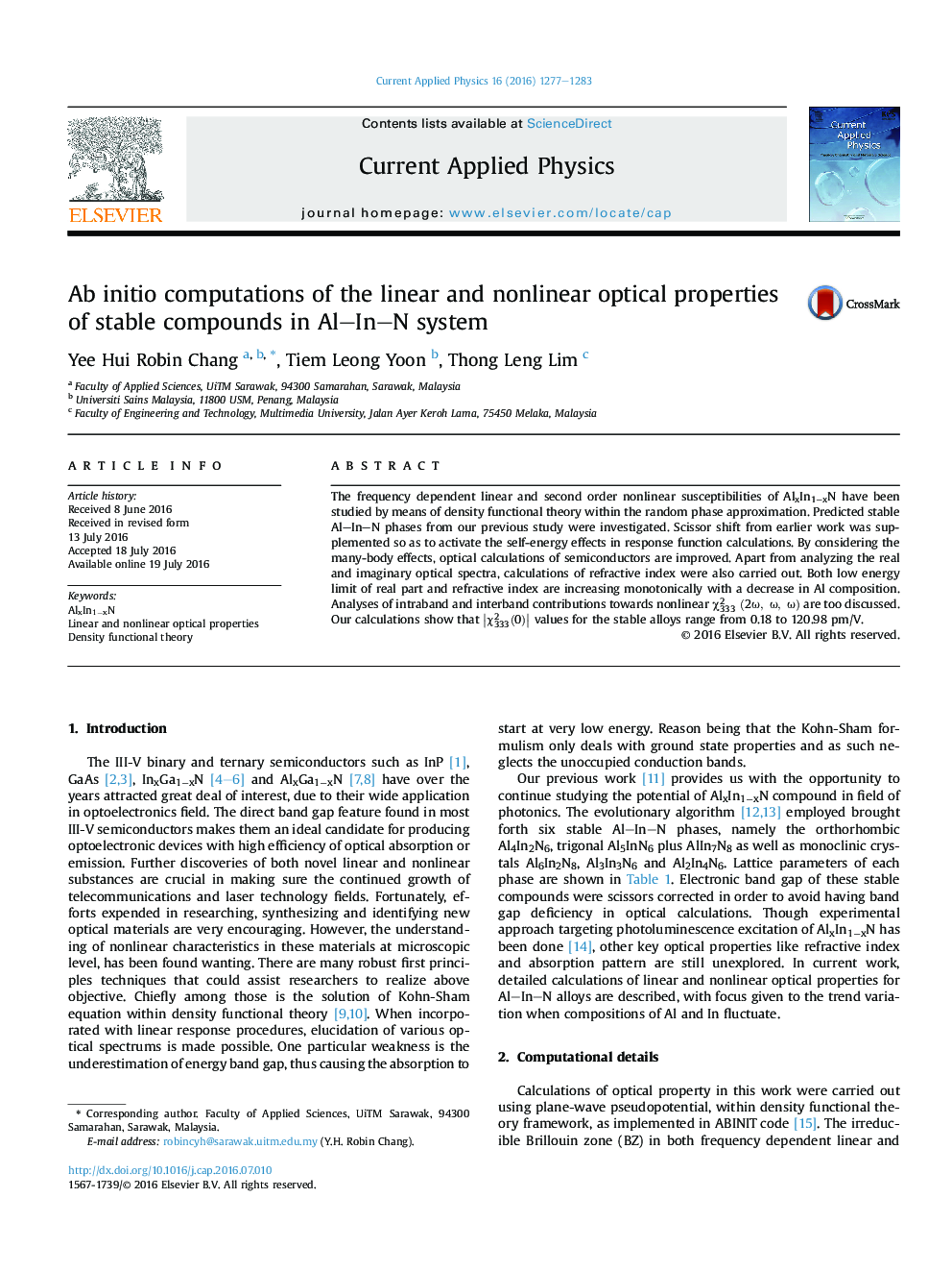 Ab initio computations of the linear and nonlinear optical properties of stable compounds in AlInN system