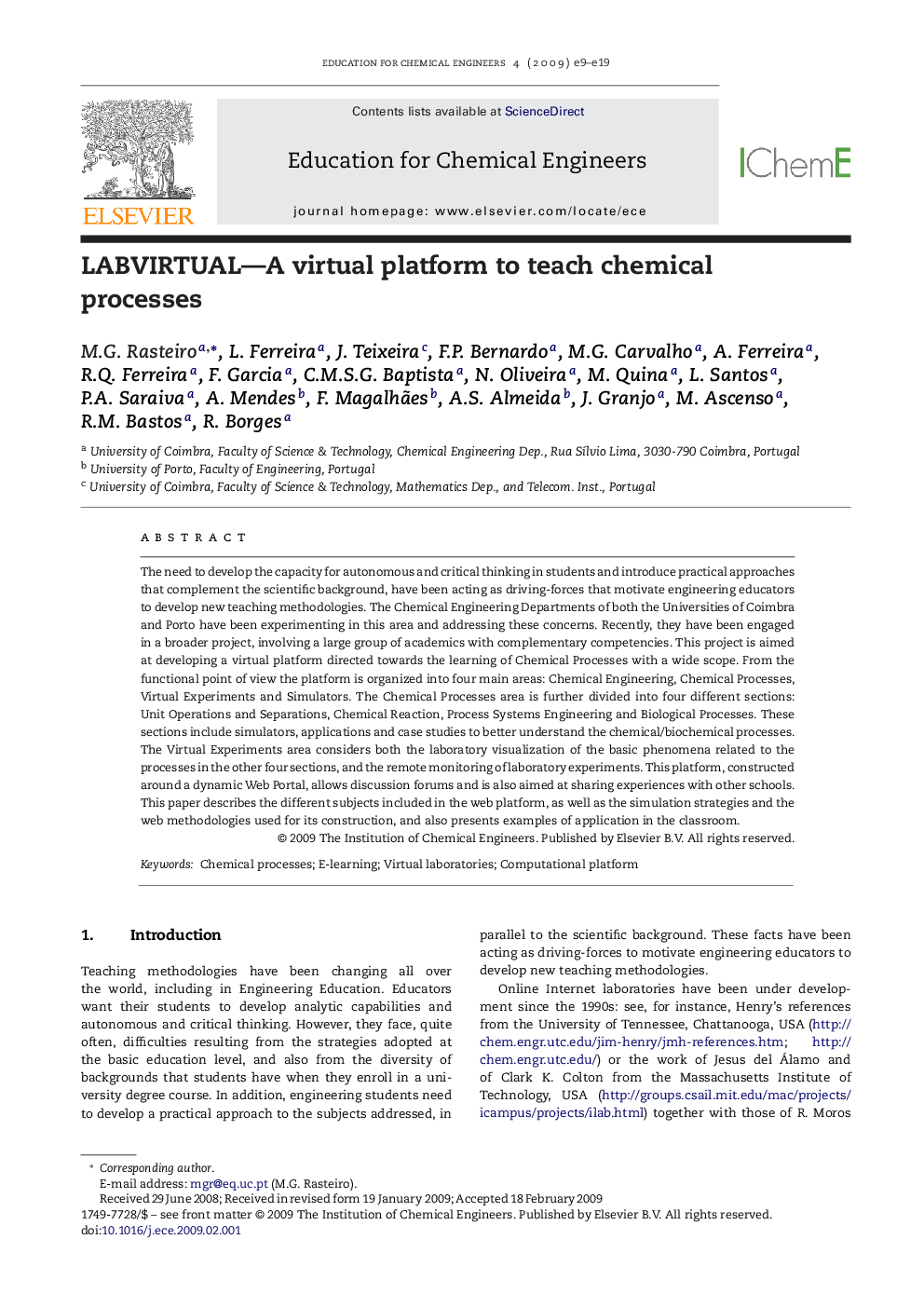 LABVIRTUAL—A virtual platform to teach chemical processes