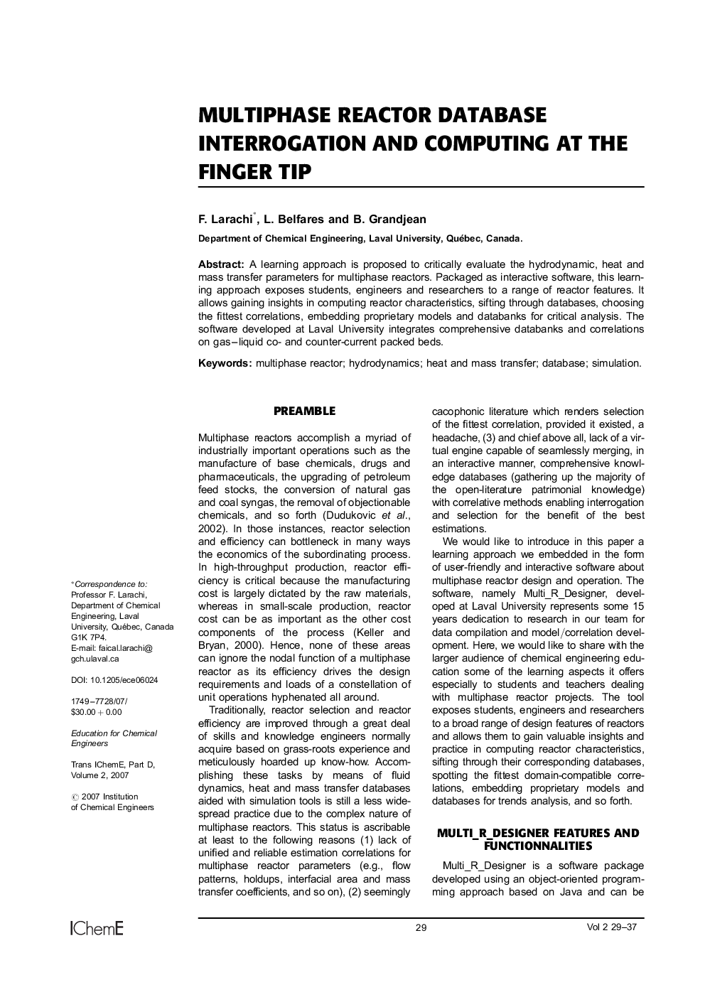 Multiphase Reactor Database Interrogation and Computing at the Finger Tip