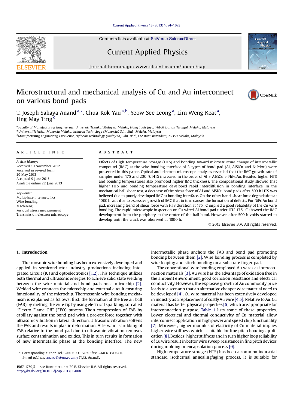 Microstructural and mechanical analysis of Cu and Au interconnect on various bond pads